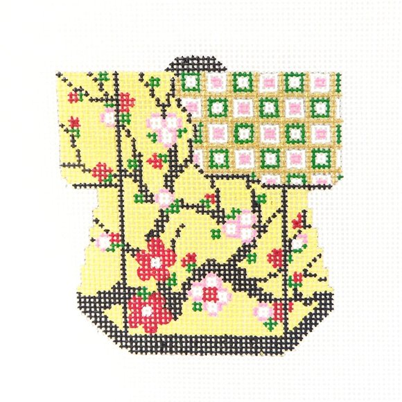 Lee Designs Cherry Blossom Petite Kimono Needlepoint Canvas Hand Painted 18ct - Picture 1 of 4